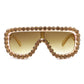 Women Oversize Rhinestone Aviator Sunglasses