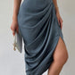 Ruched Slit High Wiast Skirt