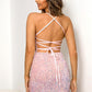 Sequined Lace-Up Backless Mini Dress