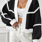 Contrast Open Front Long Sleeve Cardigan